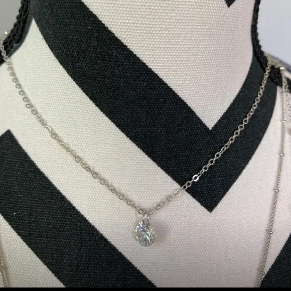 3 Tiered Silver Necklace - Picture 2 of 9